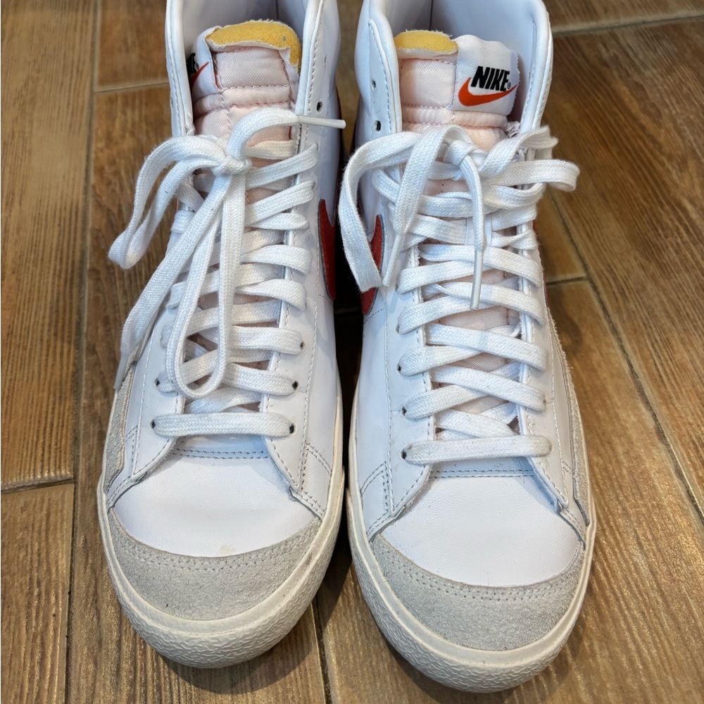 Nike White and Orange High-Top Sneakers - Picture 2 of 4